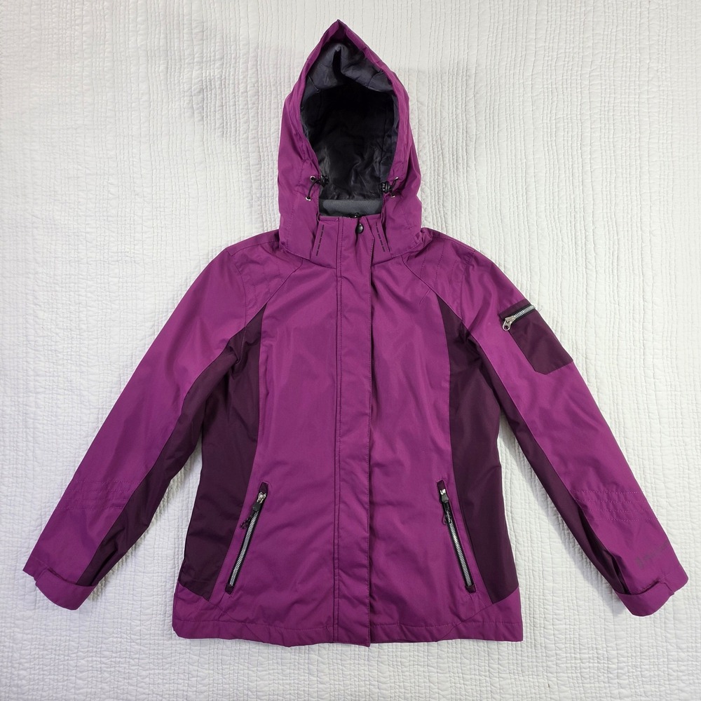 Free Country Radiance Ski Jacket Womens Small Purple Hooded Puffer Snow Gorpcore